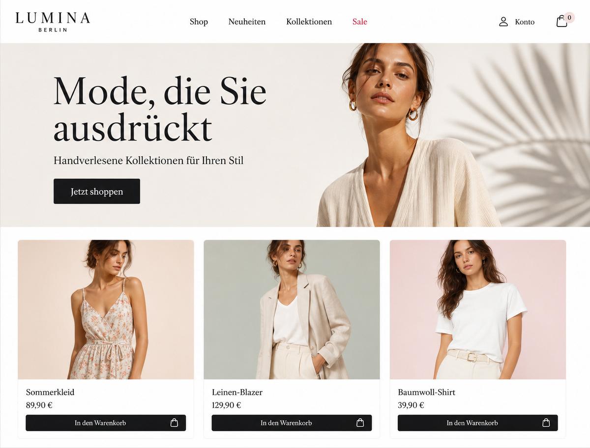 Vorlage Boutique Shop – Online Business